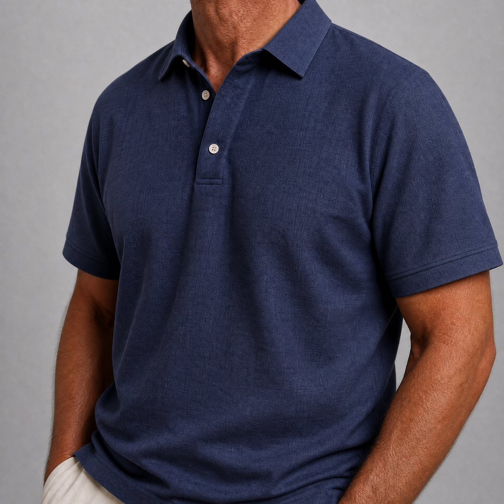 Men's Lightweight Linen Polo Shirt-Inmodax