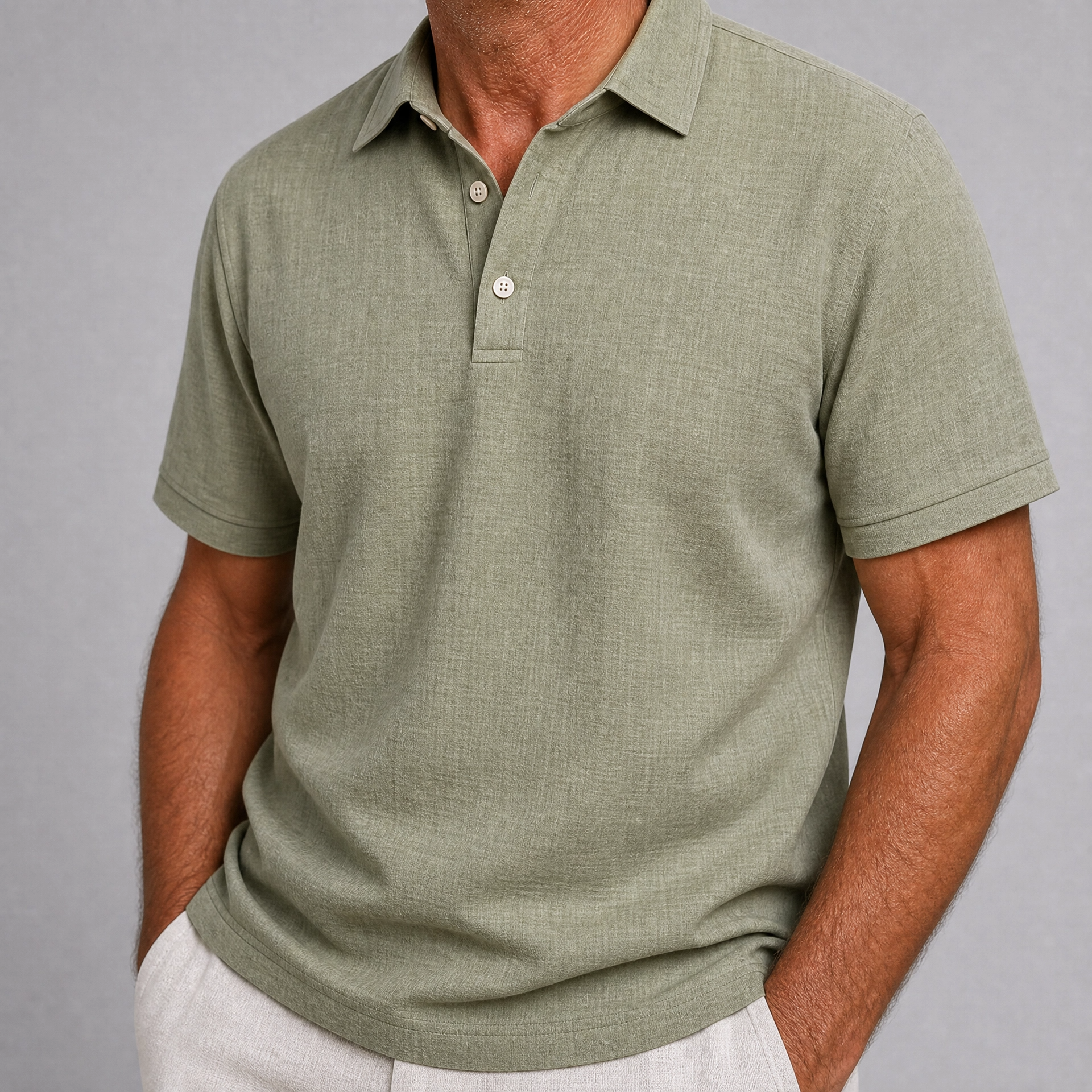 Men's Lightweight Linen Polo Shirt-Inmodax
