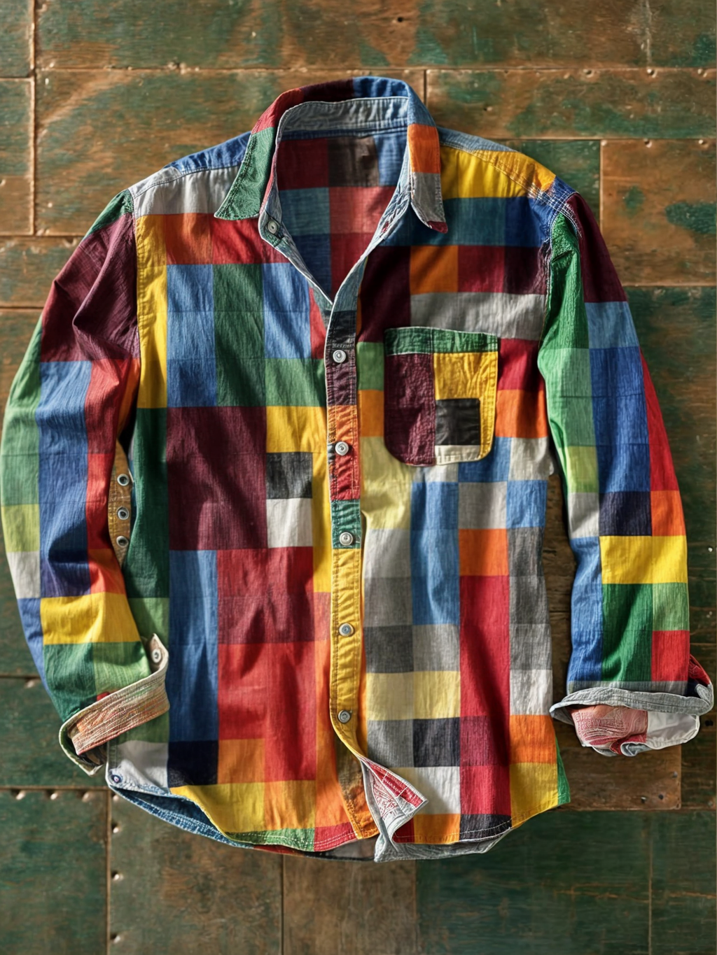 Men's Soft-Touch Patchwork Casual Shirt-Inmodax