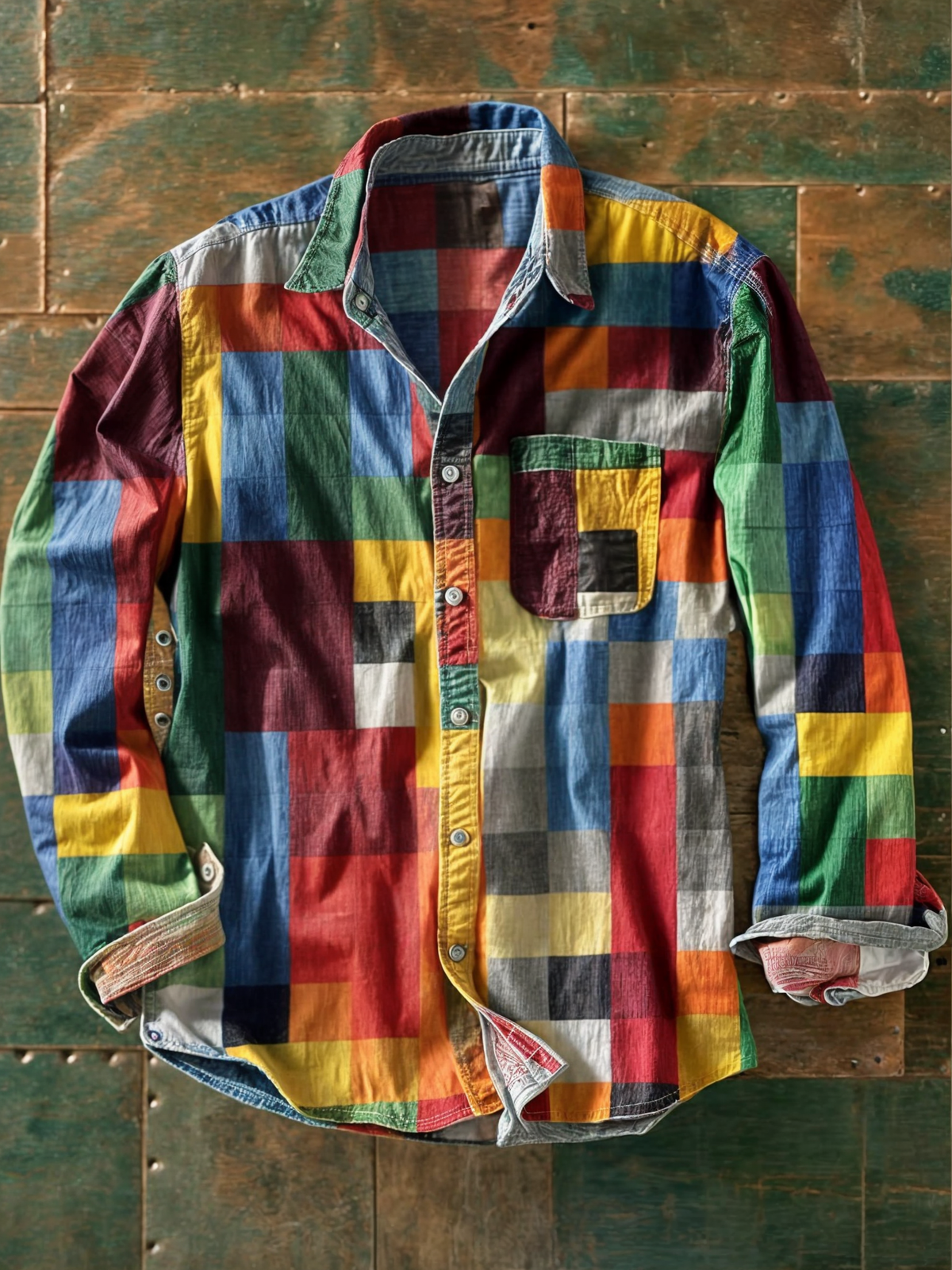 Men's Soft-Touch Patchwork Casual Shirt-Inmodax