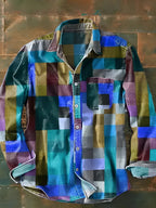 Men's Soft-Touch Patchwork Casual Shirt-Inmodax