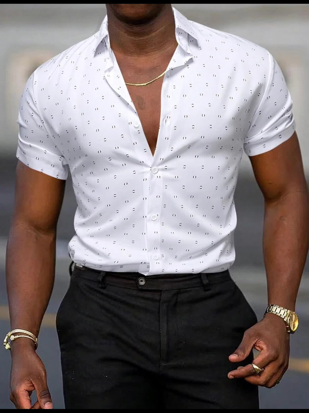 Men's Soft-Touch Printed Short-Sleeve Casual Shirt-Inmodax