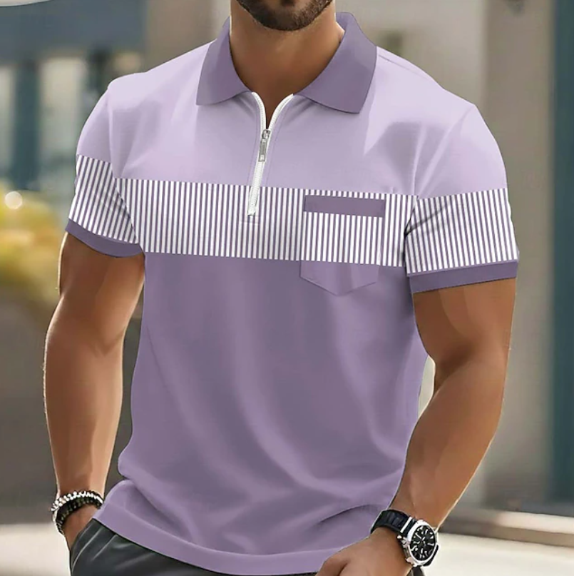 Men's Soft-Touch Zip-Neck Polo Shirt-Inmodax