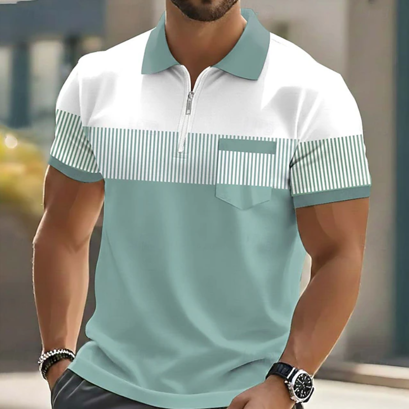 Men's Soft-Touch Zip-Neck Polo Shirt-Inmodax