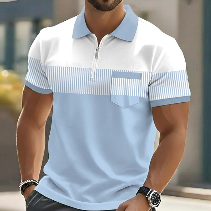 Men's Soft-Touch Zip-Neck Polo Shirt-Inmodax
