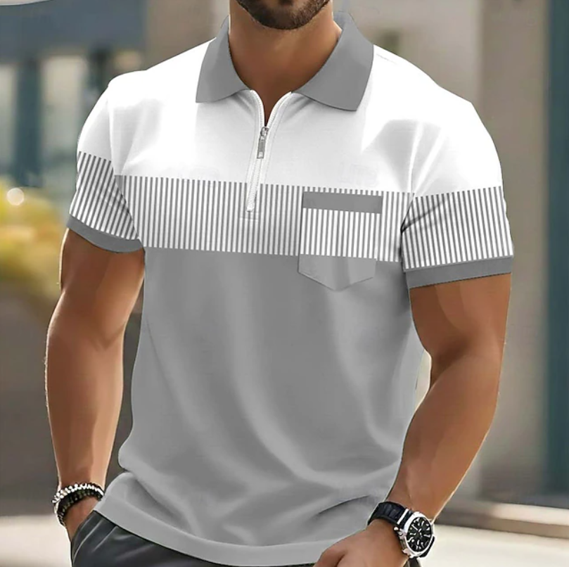 Men's Soft-Touch Zip-Neck Polo Shirt-Inmodax