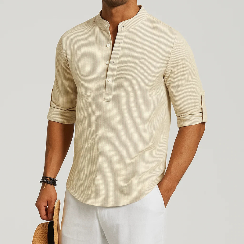 Men's Textured Button-Up Shirt-Inmodax
