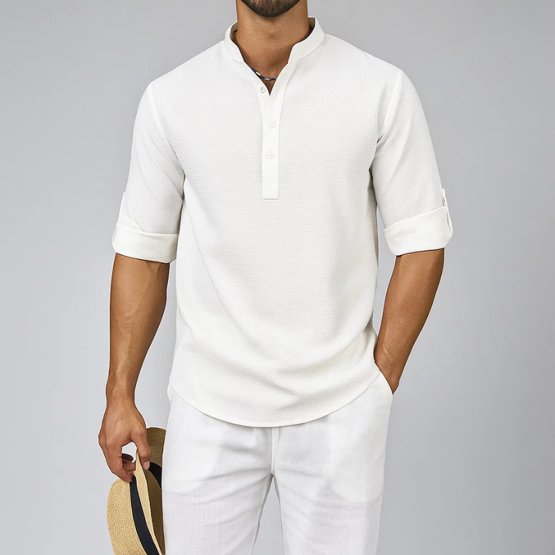 Men's Textured Button-Up Shirt-Inmodax