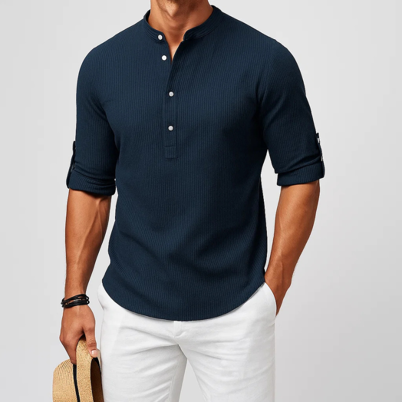 Men's Textured Button-Up Shirt-Inmodax