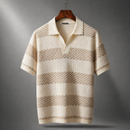 Men's Textured Knit Polo Shirt-Inmodax