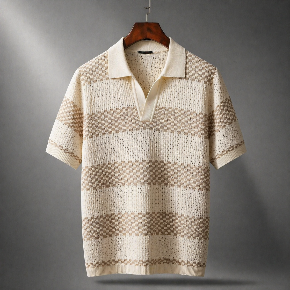 Men's Textured Knit Polo Shirt-Inmodax