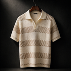 Men's Textured Knit Polo Shirt-Inmodax