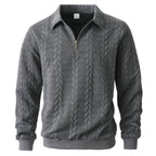 Men's Textured Quarter-Zip Polo Shirt-Inmodax