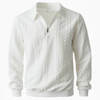 Men's Textured Quarter-Zip Polo Shirt-Inmodax