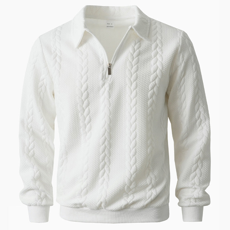 Men's Textured Quarter-Zip Polo Shirt-Inmodax