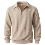 Men's Textured Quarter-Zip Polo Shirt-Inmodax