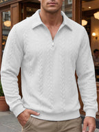 Men's Textured Quarter-Zip Polo Shirt-Inmodax