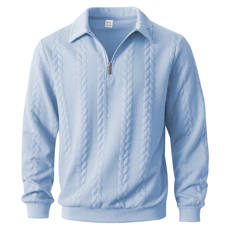Men's Textured Quarter-Zip Polo Shirt-Inmodax