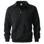 Men's Textured Quarter-Zip Polo Shirt-Inmodax