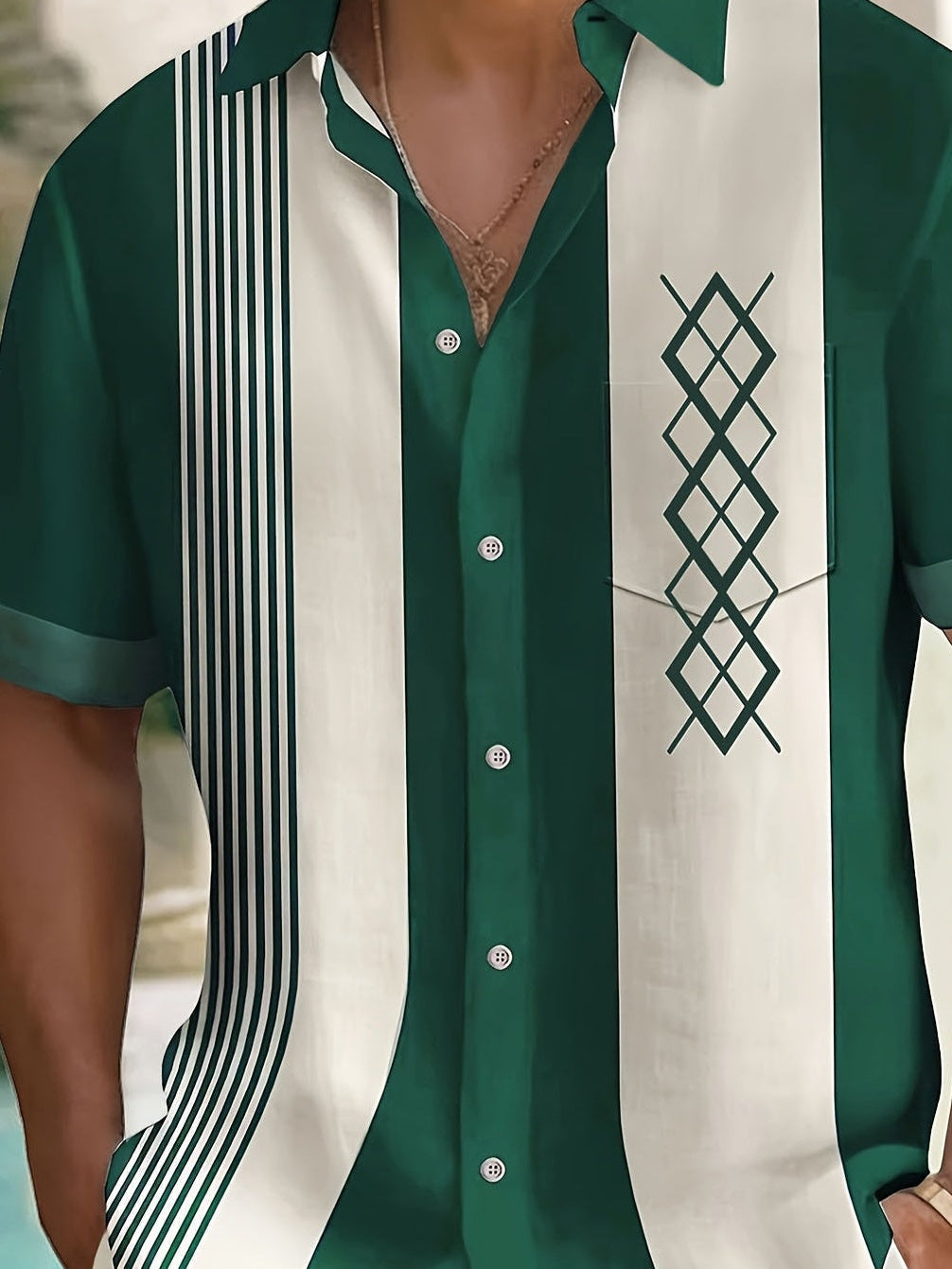 Men's Vintage Stripe Button-Up Shirt-Inmodax