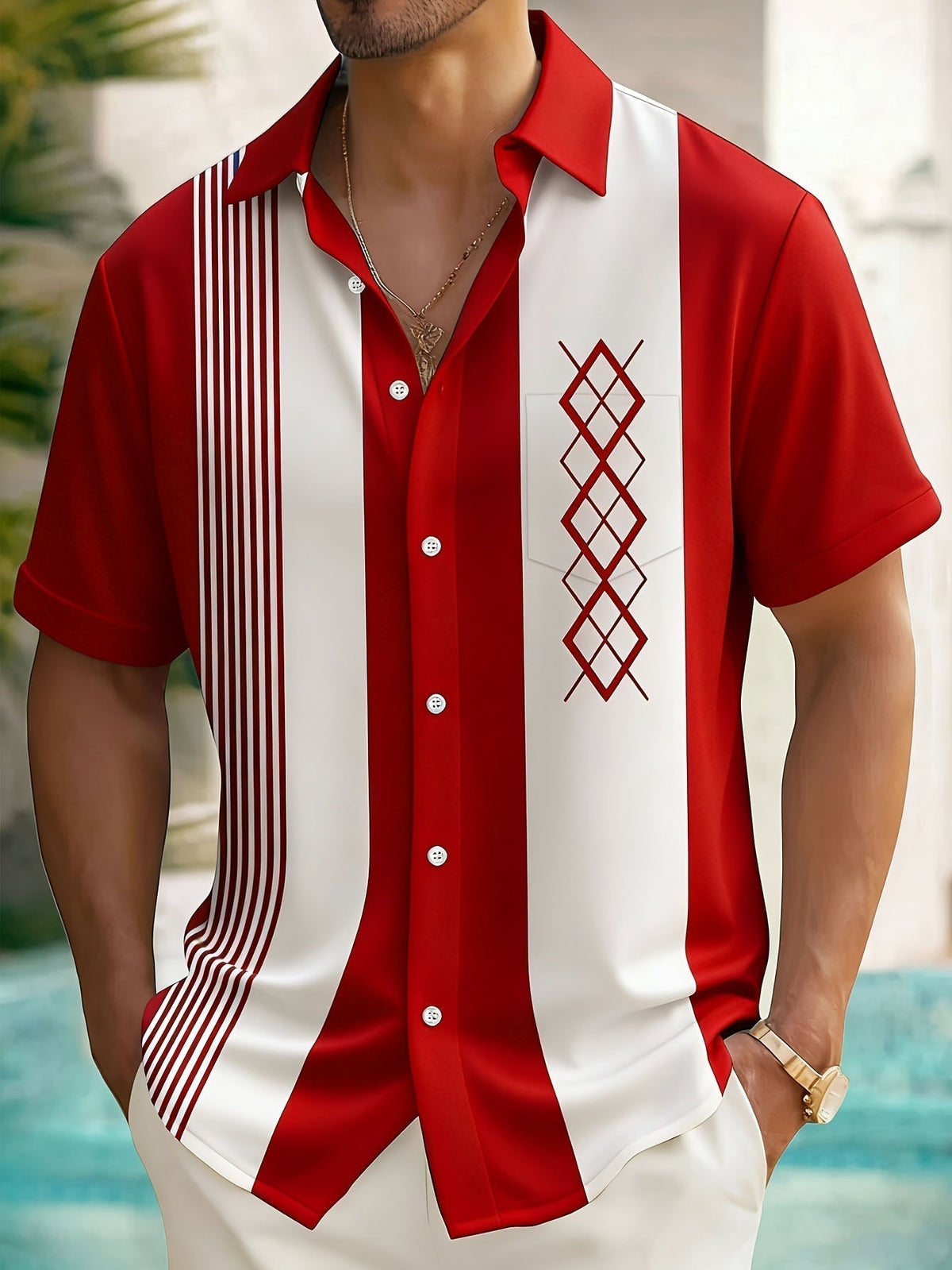 Men's Vintage Stripe Button-Up Shirt-Inmodax