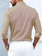 Men's Vintage-Wash Long-Sleeve Striped Shirt-Inmodax