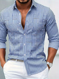 Men's Vintage-Wash Long-Sleeve Striped Shirt-Inmodax