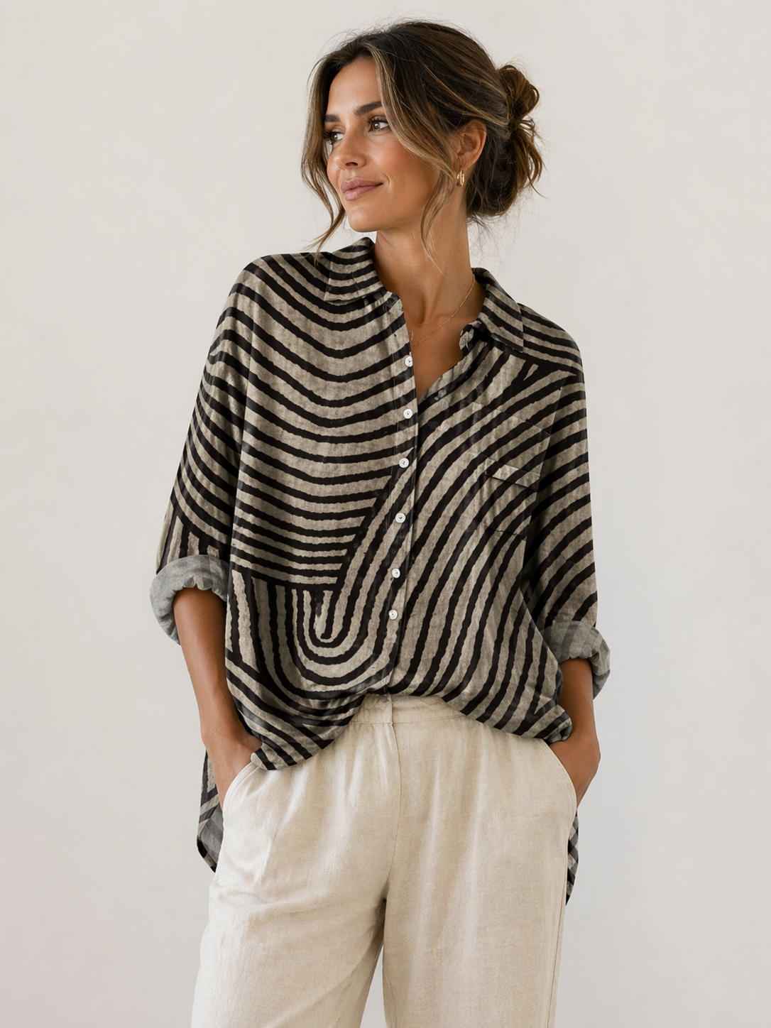 Women's Artful Long-Sleeve Blouse-Inmodax