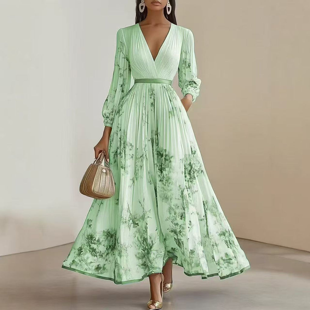 Women's Floral Pleated Midi Dress-Inmodax