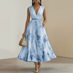 Women's Floral Pleated Midi Dress-Inmodax