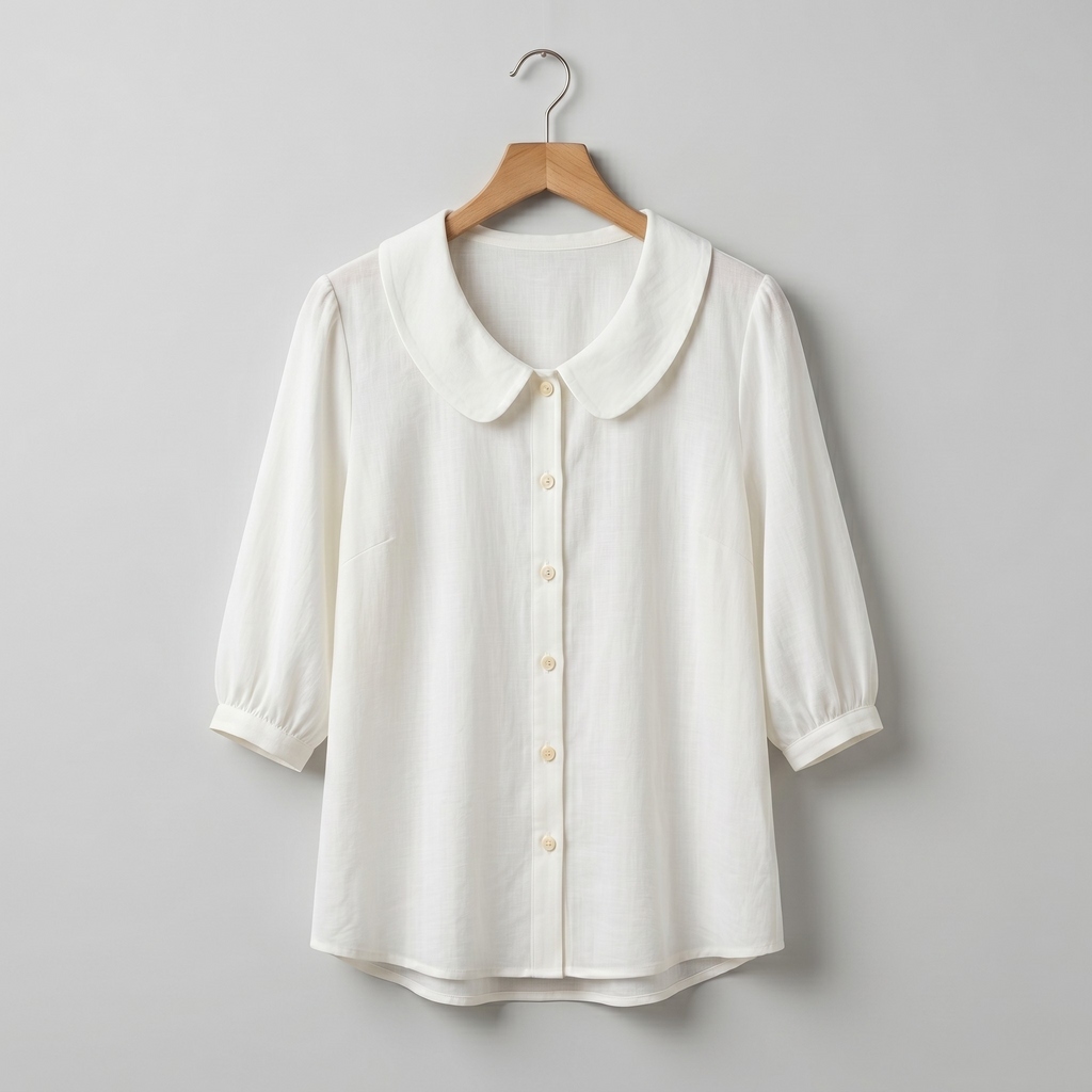 Women's Lightweight Rounded-Collar Blouse-Inmodax