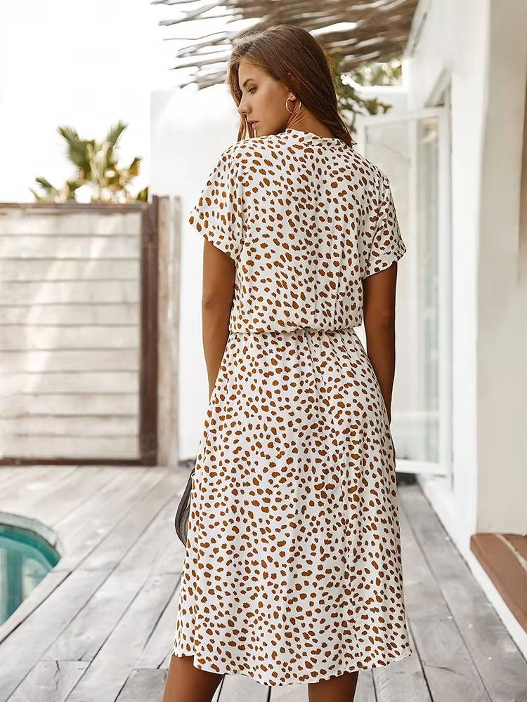 Women's Printed Tie Waist Midi Dress-Inmodax