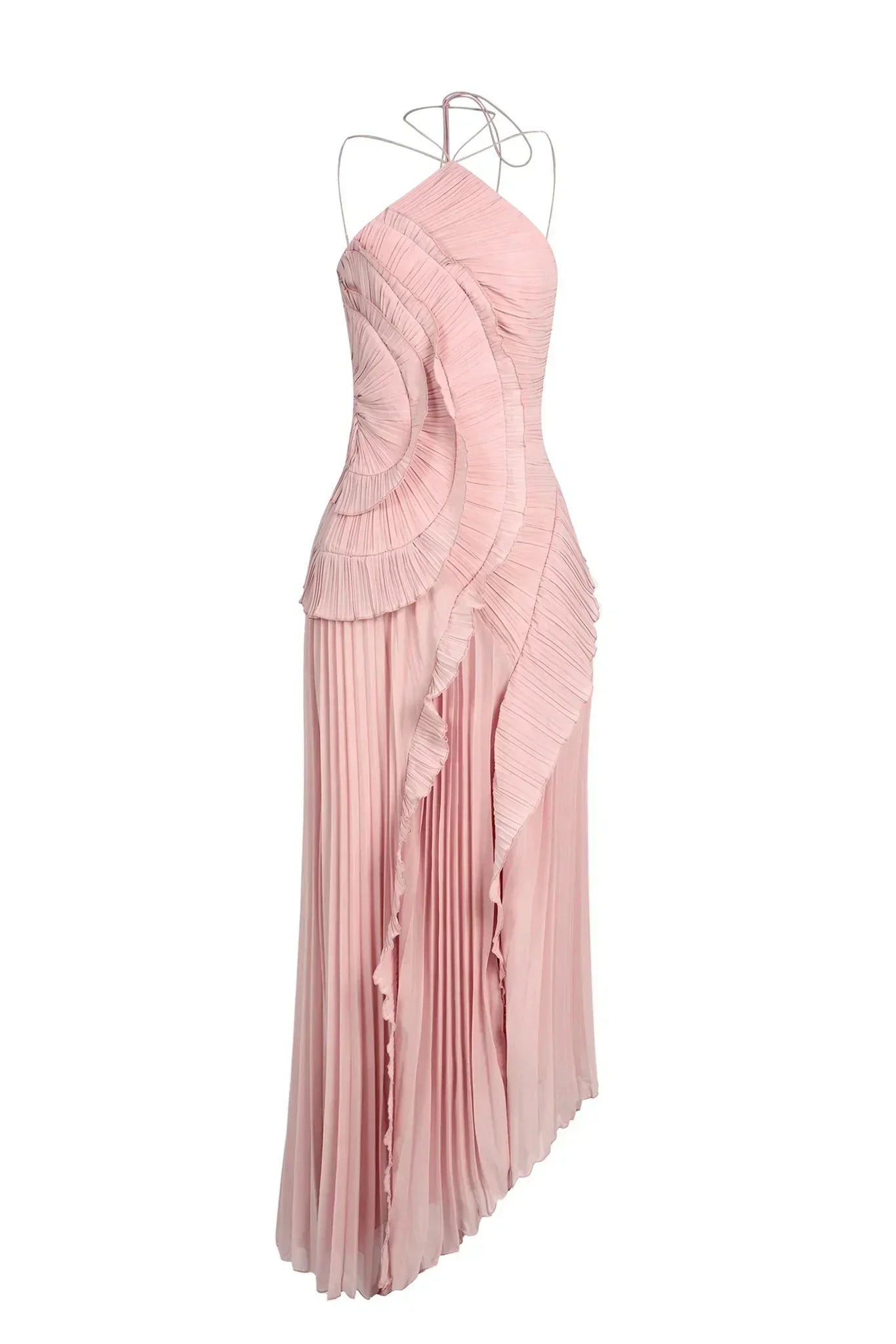 Women's Ruffle Pleated Midi Dress-Inmodax