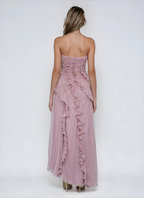 Women's Ruffle Pleated Midi Dress-Inmodax