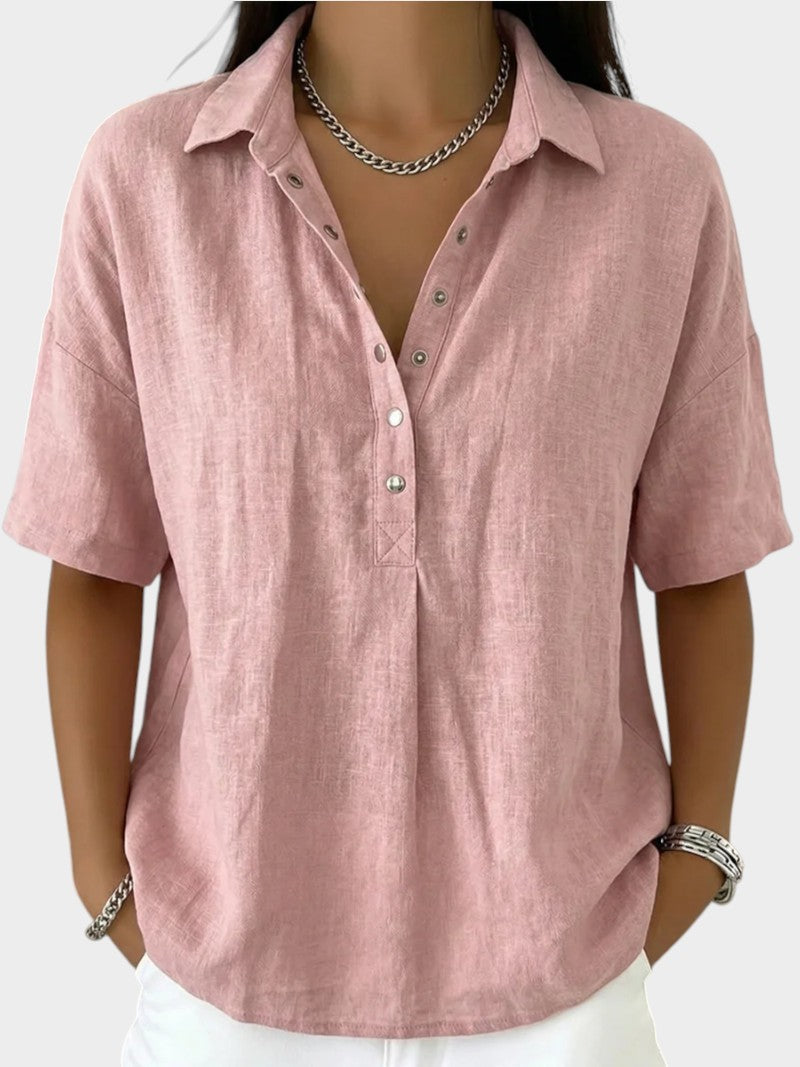 Women's Soft-Touch V-Neck Blouse-Inmodax