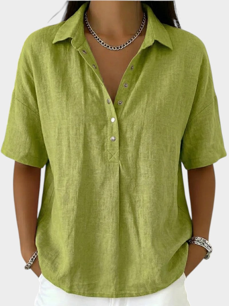 Women's Soft-Touch V-Neck Blouse-Inmodax