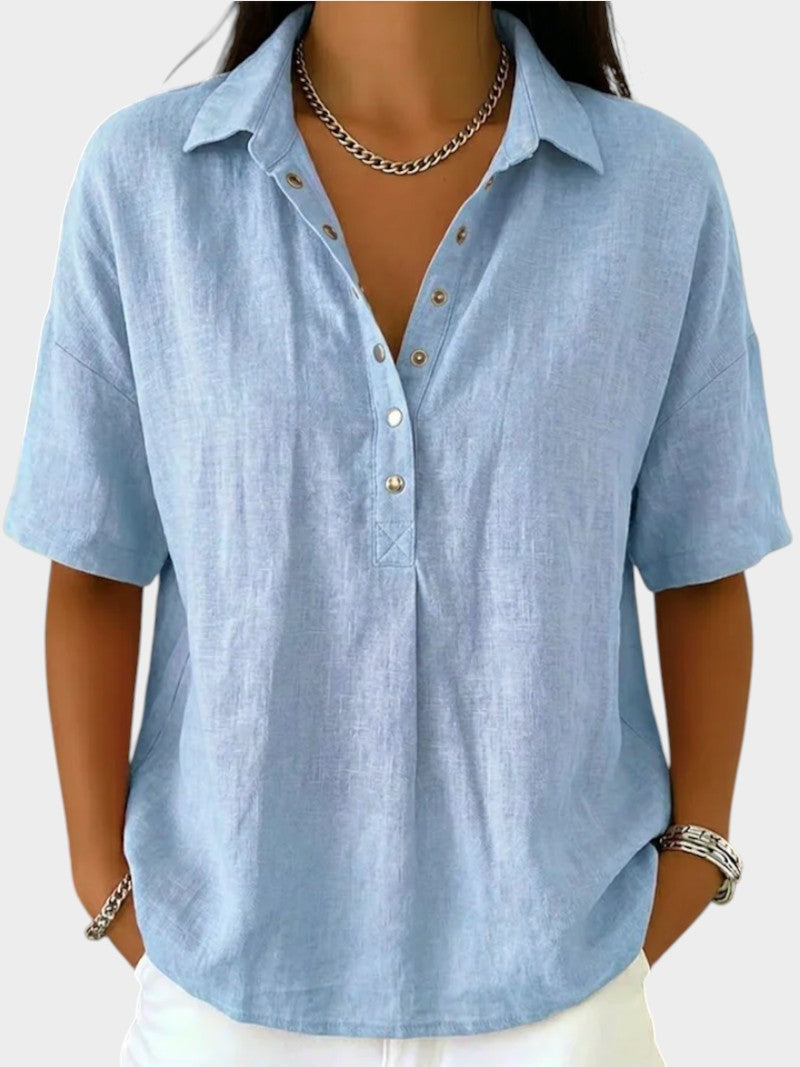 Women's Soft-Touch V-Neck Blouse-Inmodax