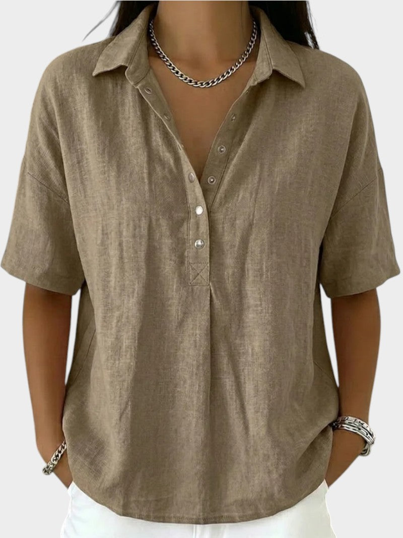 Women's Soft-Touch V-Neck Blouse-Inmodax