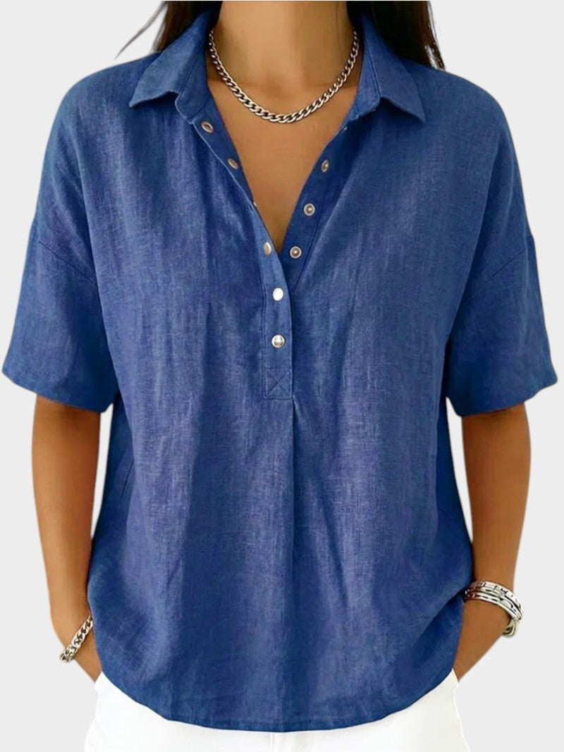 Women's Soft-Touch V-Neck Blouse-Inmodax