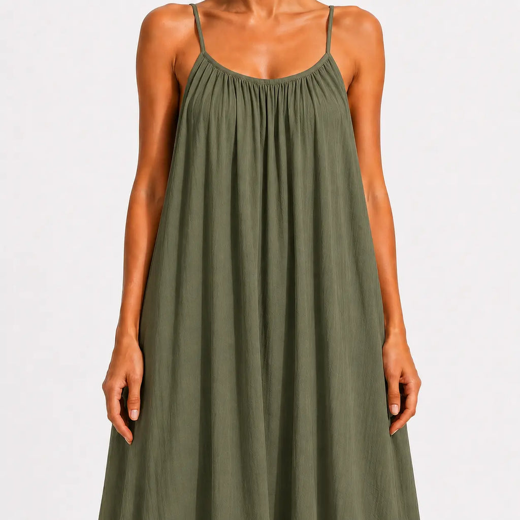 Women's Soft-Touch V-Neck Wrap Midi Dress-Inmodax