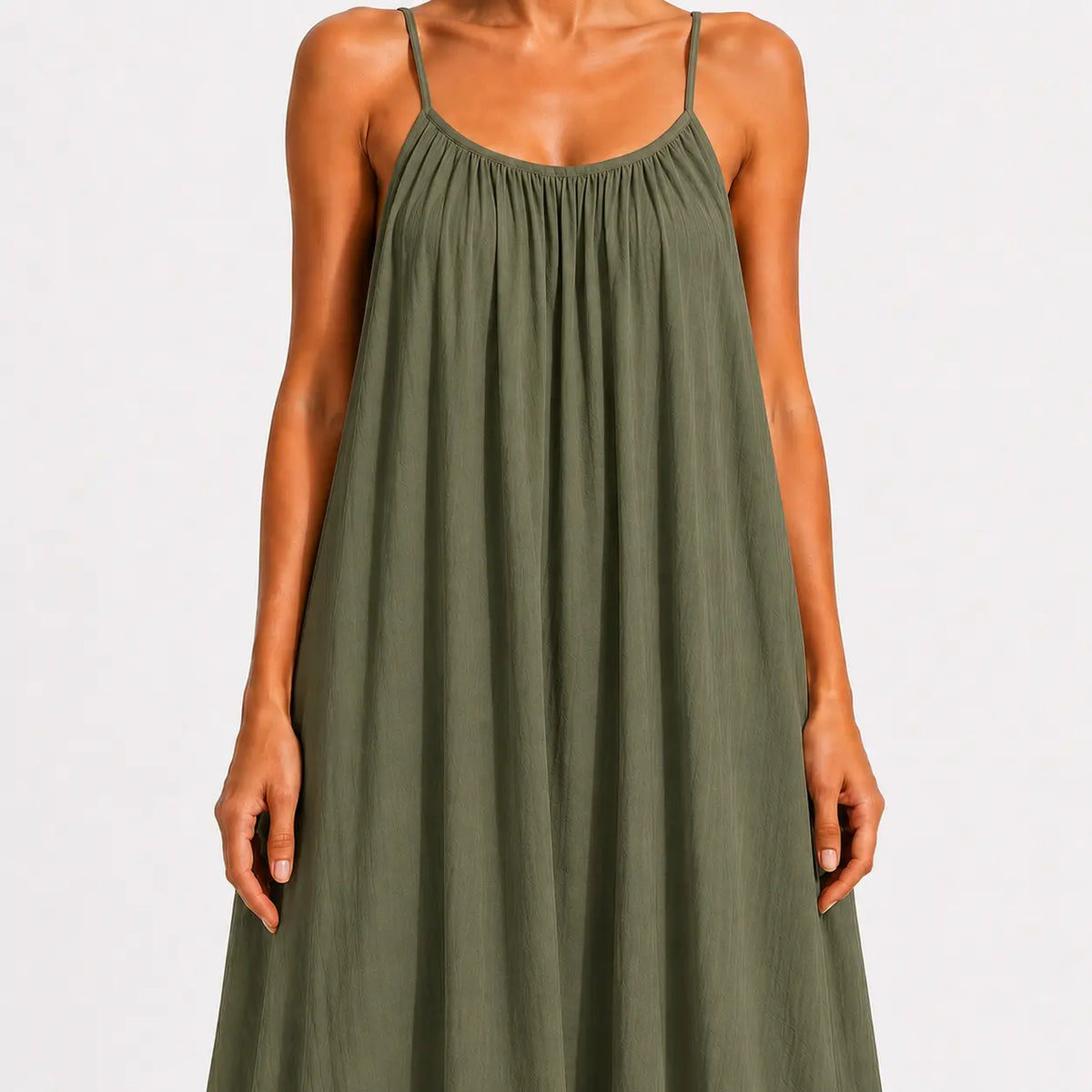 Women's Soft-Touch V-Neck Wrap Midi Dress-Inmodax