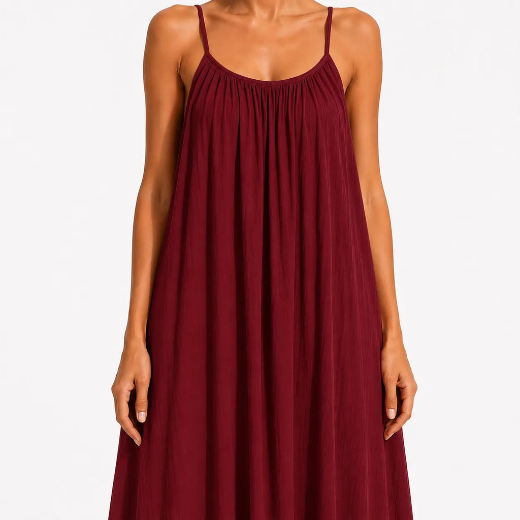 Women's Soft-Touch V-Neck Wrap Midi Dress-Inmodax