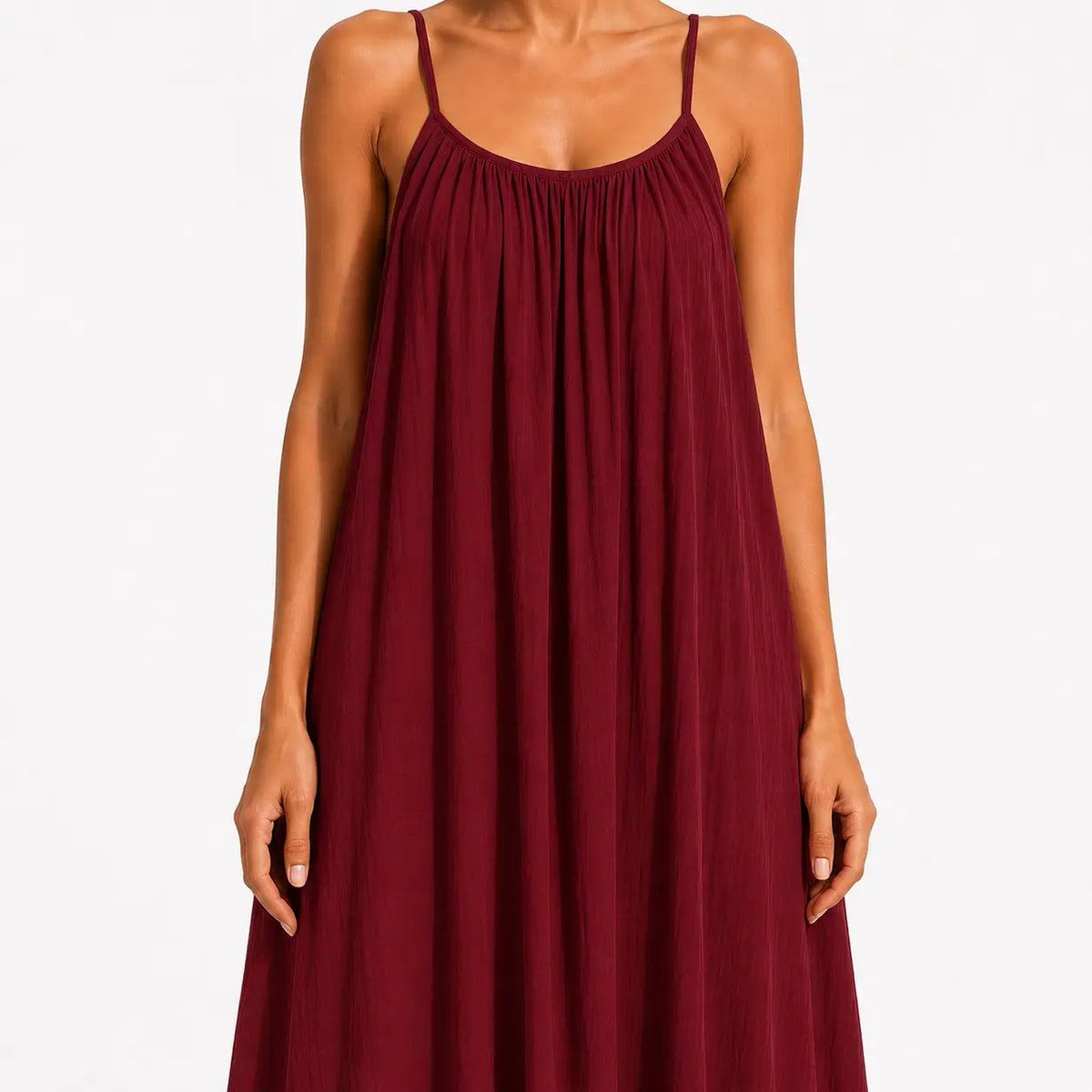 Women's Soft-Touch V-Neck Wrap Midi Dress-Inmodax
